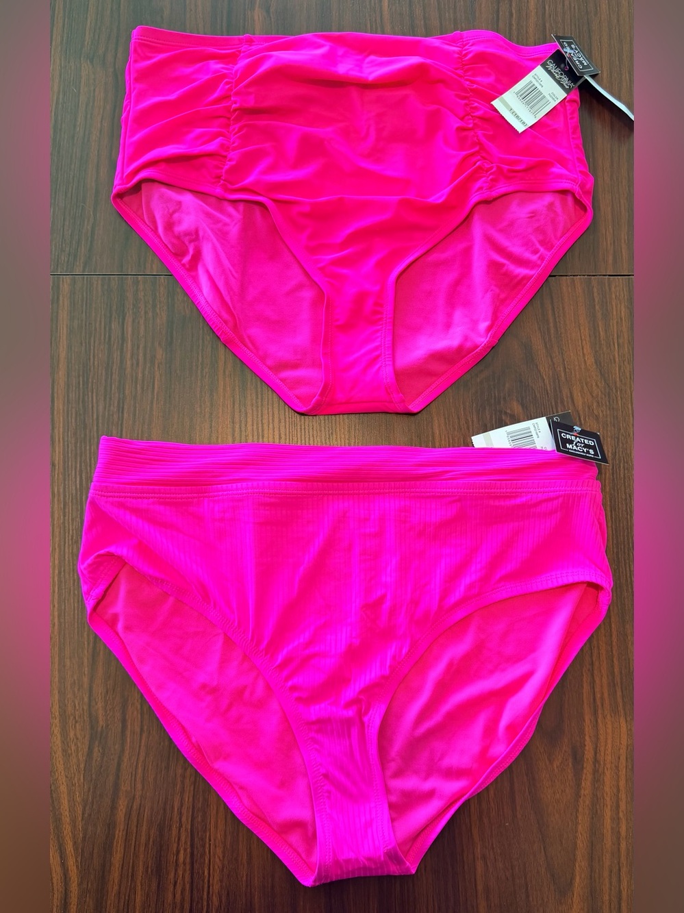 1X 16/18 Hot Pink Bikini Bottoms - Set of Two